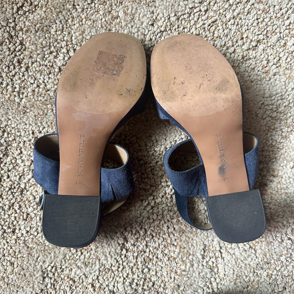 Banana Republic Blue Suede Block Heel Strappy Sandals Womens 6.5 - Picture 8 of 8